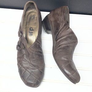 Fidji Brown Leather E286 Slip-On Loafer Shoes Size 40.5